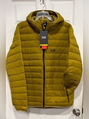 Mountain Hardwear Men's XL Deloro Down Full Zip Hoody Jacket Gold Yellow NWT